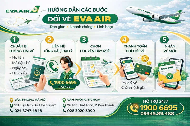 Các bước đổi vé Eva Air