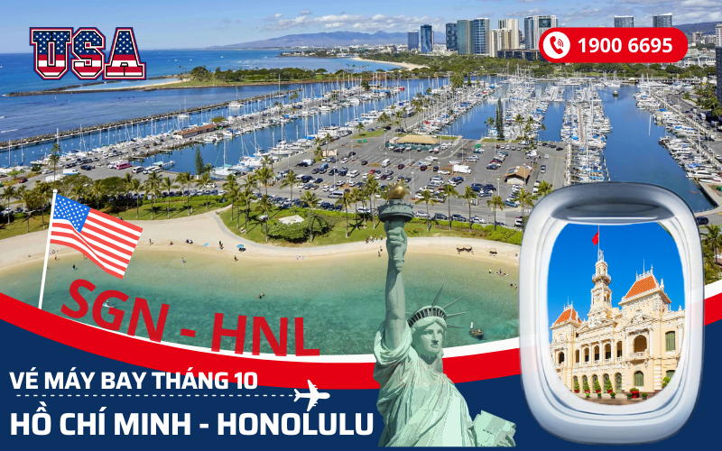 Bán vé máy bay Hồ Chí Minh (SGN) đi Honolulu Mỹ tháng 10,11,12