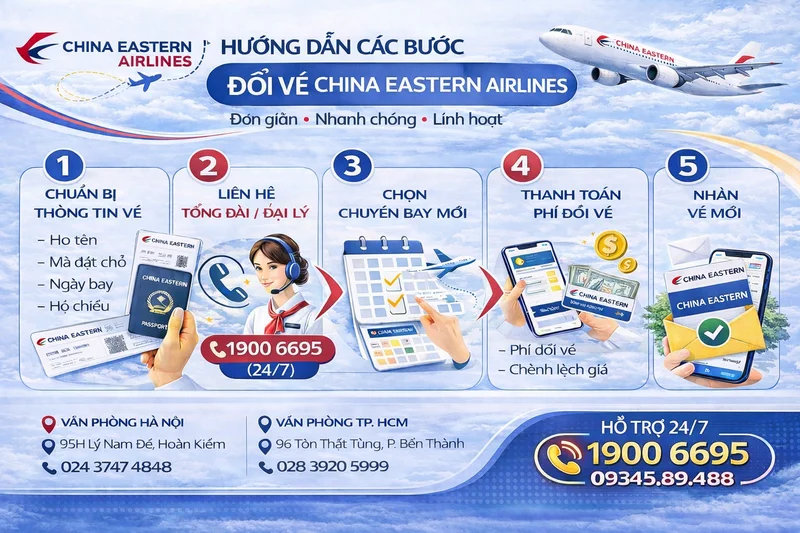 Các bước đổi vé China Eastern Airlines
