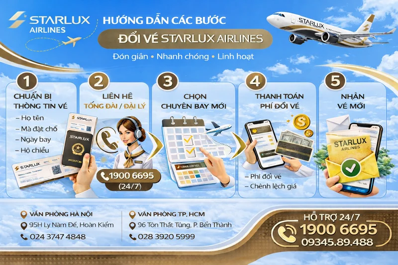 Các bước đổi vé STARLUX Airlines
